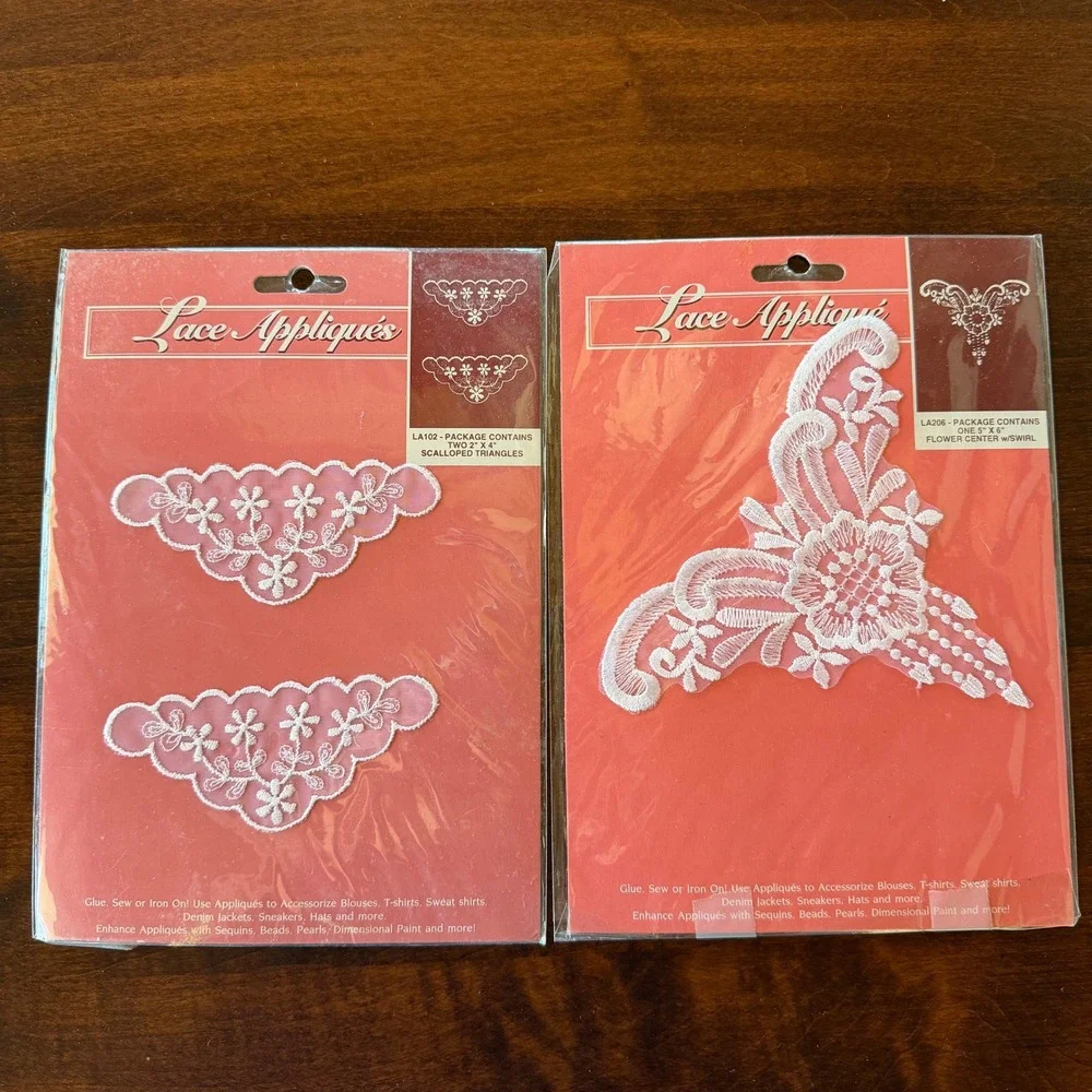 Vintage Wangs International White Lace Appliques Lot LA102 LA206 NIP Crafting